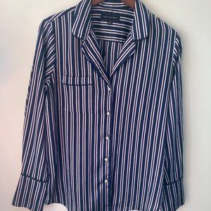 Banana Republic striped satin pajama-style blouse, Buttondown, Size Small
